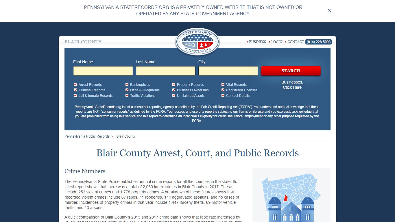 Blair County Arrest, Court, and Public Records