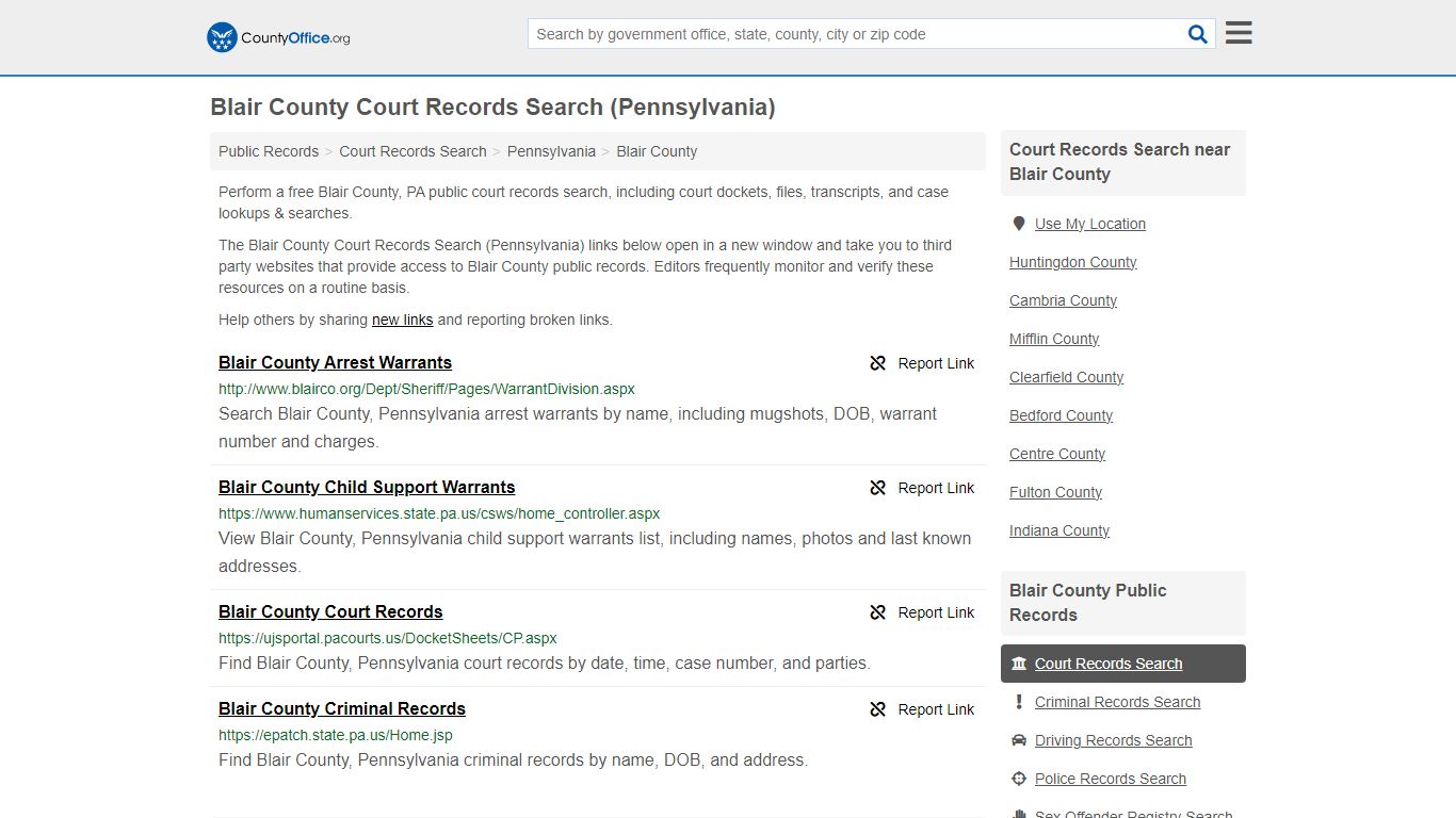 Court Records Search - Blair County, PA (Adoptions, Criminal, Child ...
