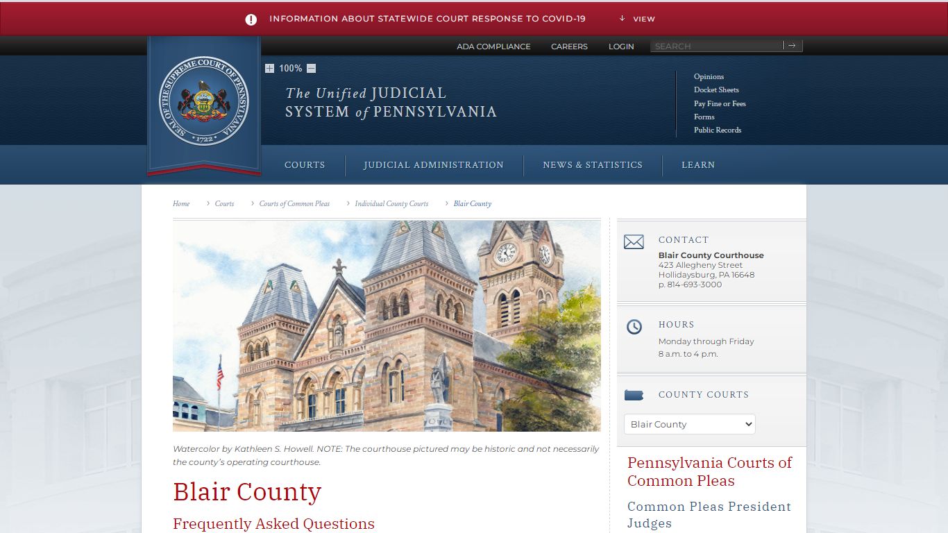Blair County | Individual County Courts | Courts of Common Pleas ...