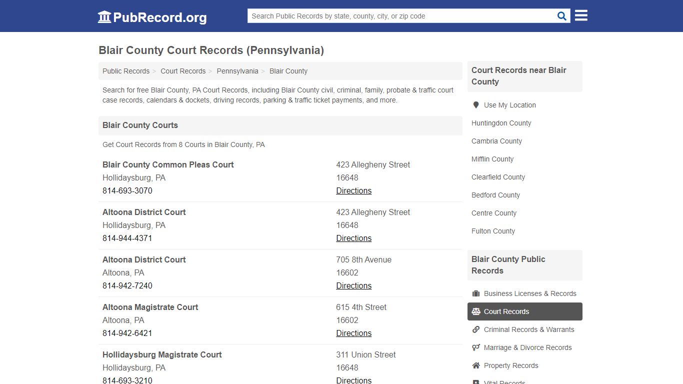 Blair County Court Records (Pennsylvania) - PubRecord.org