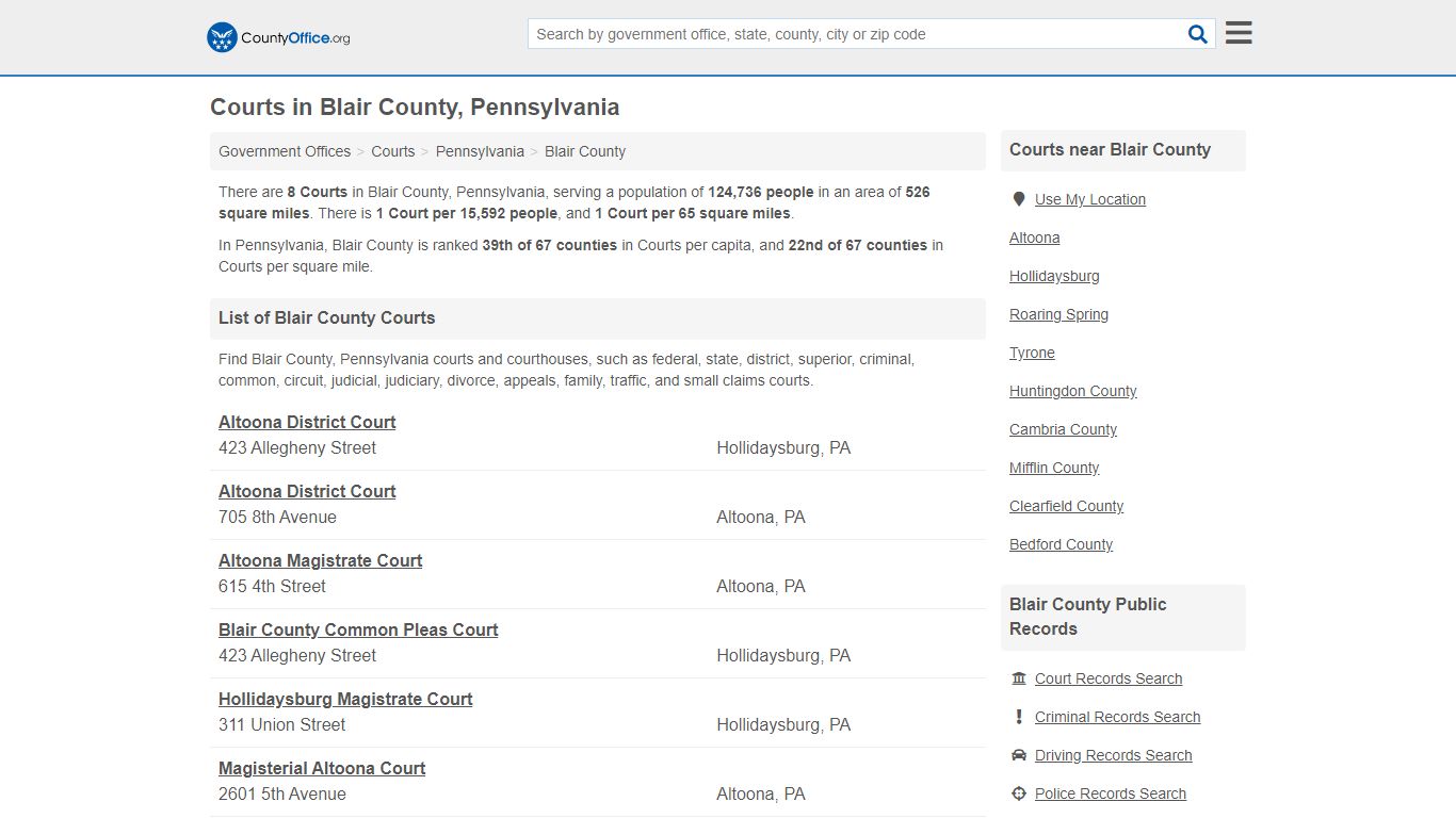 Courts - Blair County, PA (Court Records & Calendars)